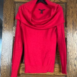 Bcbgmaxazria red love off the shoulder cowl next sweater top size xs super soft